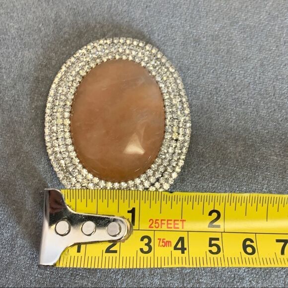 Oval rhinestone trim costume jewellery brooch pin - Picture 5 of 6